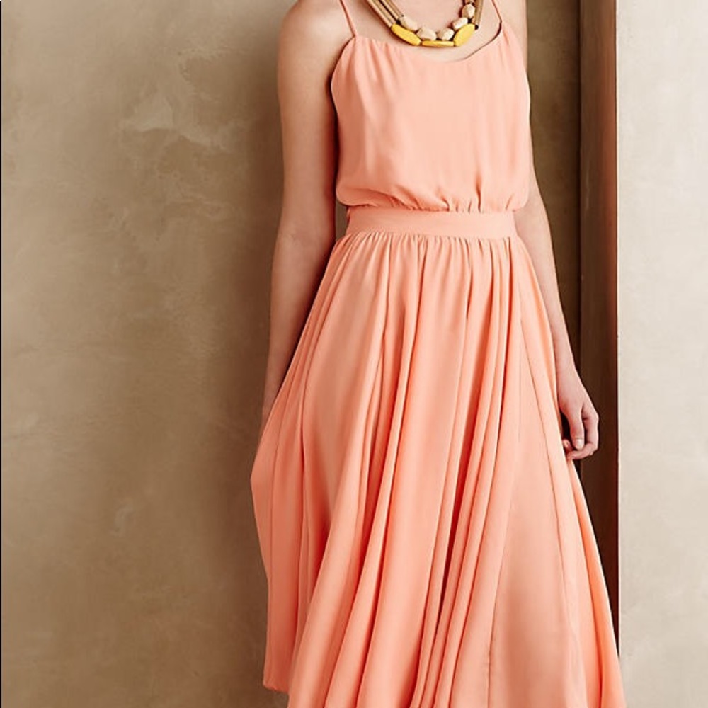 Anthropologie Peach Midi Dress